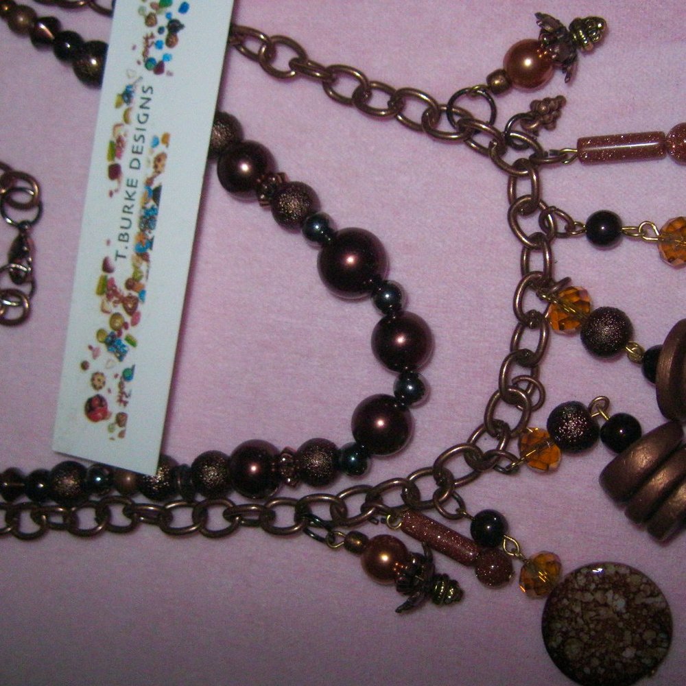 "ONE OF A KIND 2 STRAND NECKLACE BY T. BURKE DESIGNS MADE IN RHODE ISLAND"